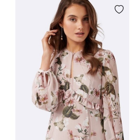 Ever New May Trim Insert Floral Print High Low Midi Dress Pink Wildflower NWT 4 - Picture 9 of 10